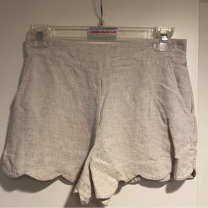 Linen blend scallop edge shorts